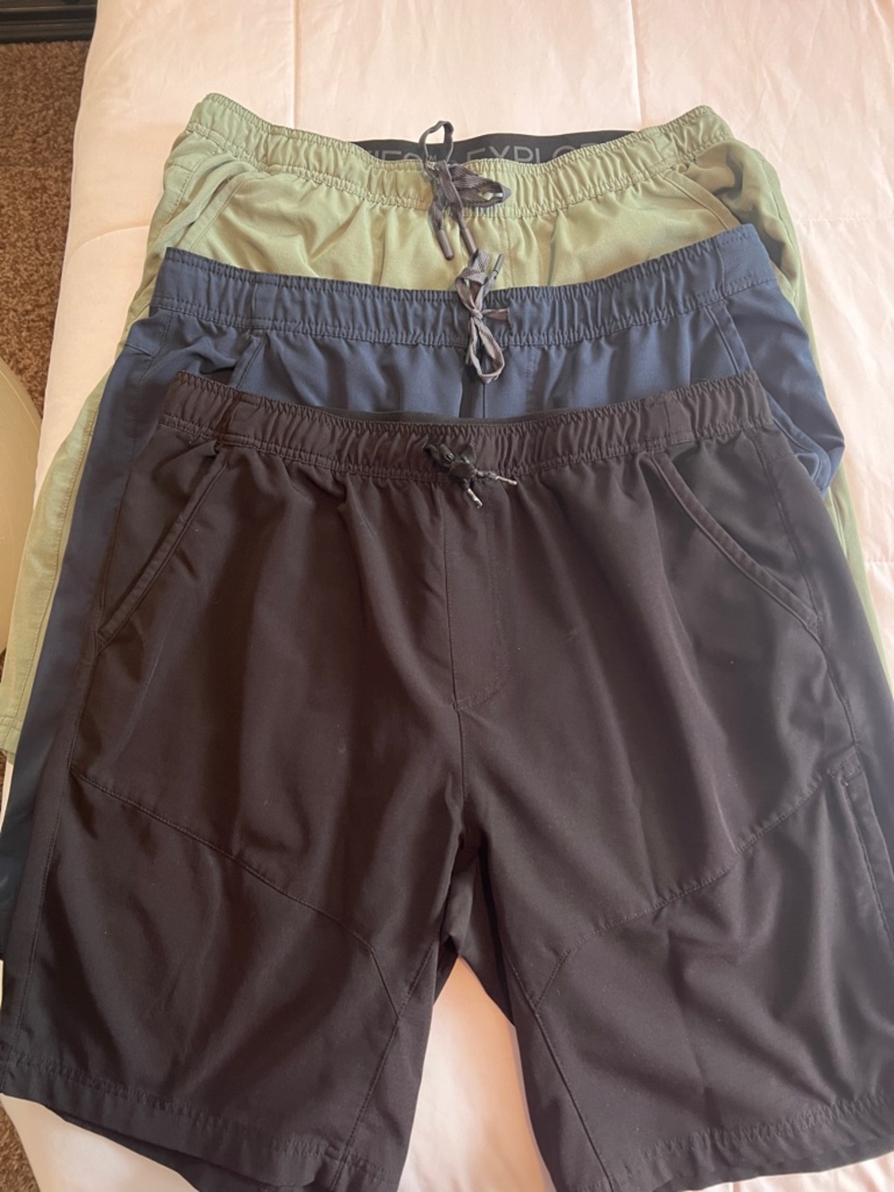 Gerry Weber Men's Athletic Shorts Trio - Black, Navy, Olive Green